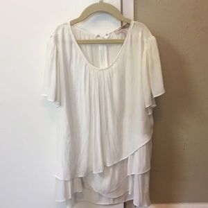 White Flowey Tiered Blouse